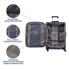 Travelpro Tourlite Softside 25" Expandable Luggage with 4 Spinner Wheels, Lightweight Suitcase, Checked Medium ( Blue , Checked-Medium 25-Inch ) Blue Checked Medium 25 Inch U21
