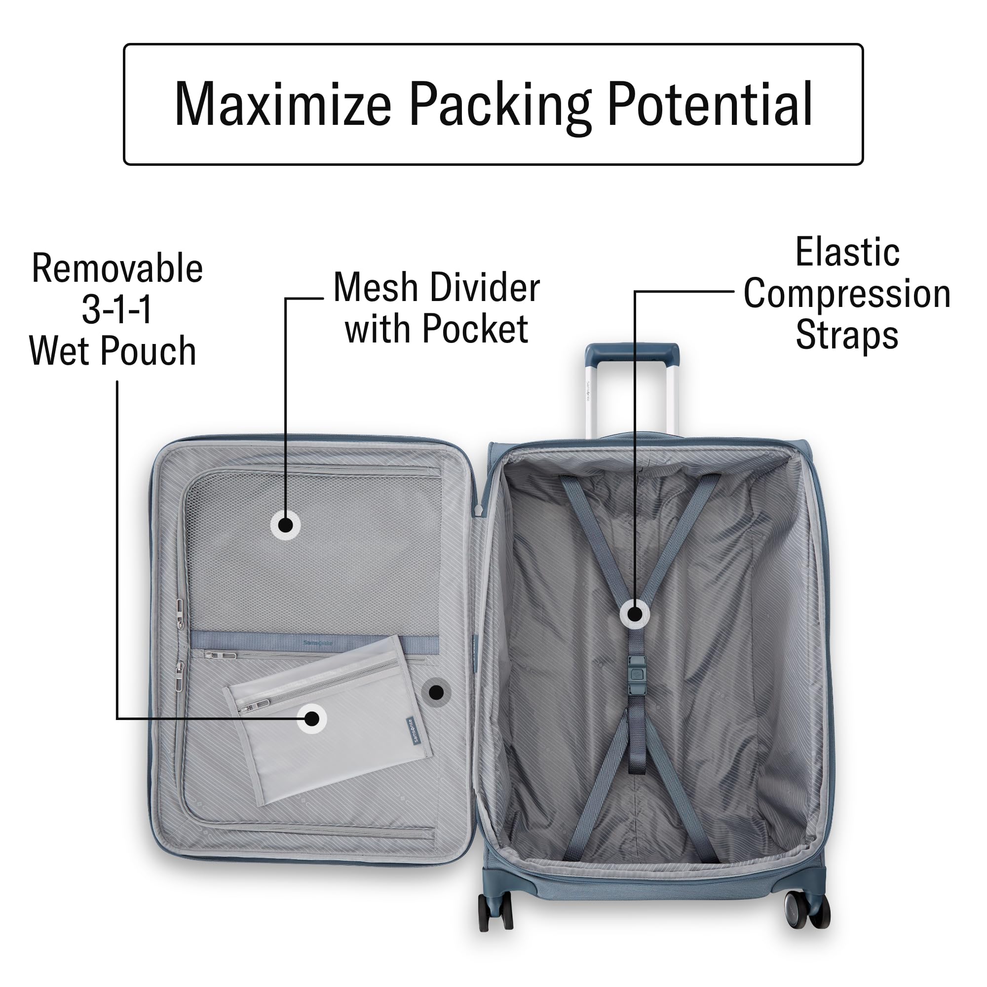 Samsonite UpLIFT Lightweight Softside Expandable Luggage ( Elemental Blue , Large Checked ) Elemental Blue Large Checked U6