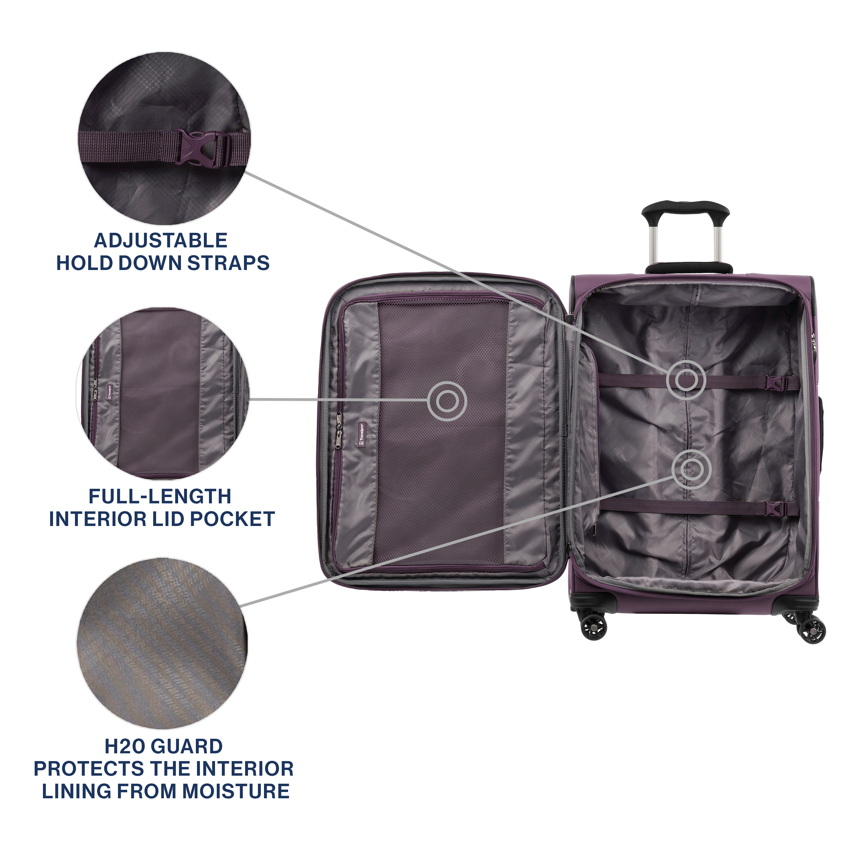 Travelpro Tourlite Softside Expandable Luggage with 4 Spinner Wheels, Lightweight Suitcase, Men and Women ( Deep Purple , Checked-Medium 25-Inch ) Deep Purple Checked Medium 25 Inch U2