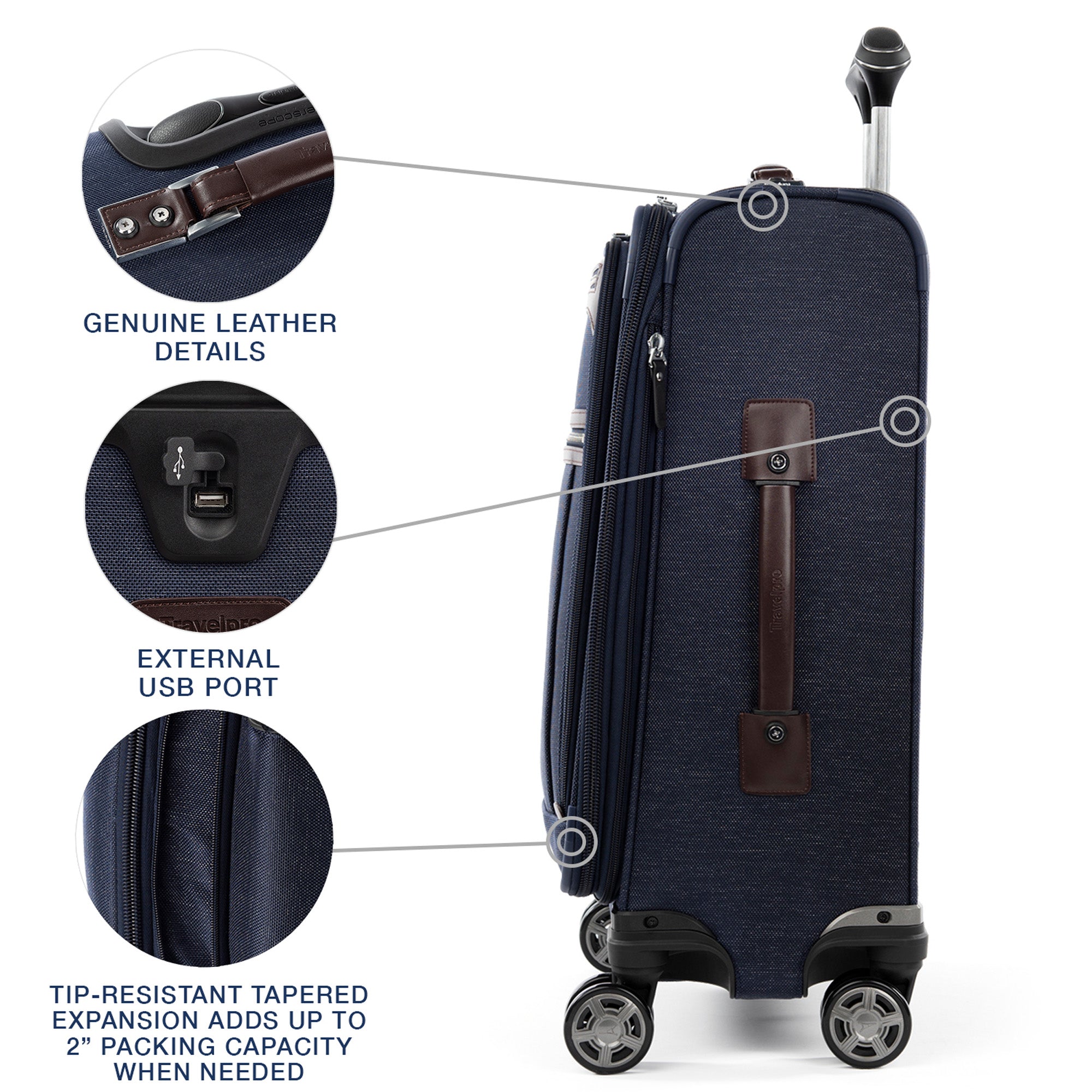 Travelpro Platinum Elite Softside Expandable Carry on Luggage, 8 Wheel Spinner Suitcase, USB Port, Suiter, Men and Women, Carry On 21-Inch ( True Navy Blue , Carry-On 21-Inch ) True Navy Blue Carry On 21 Inch U10