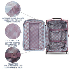 Travelpro Maxlite 5 Softside Expandable Upright 2 Wheel Luggage, Lightweight Suitcase, Men and Women Dusty Rose Pink Carry On 22 Inch U5