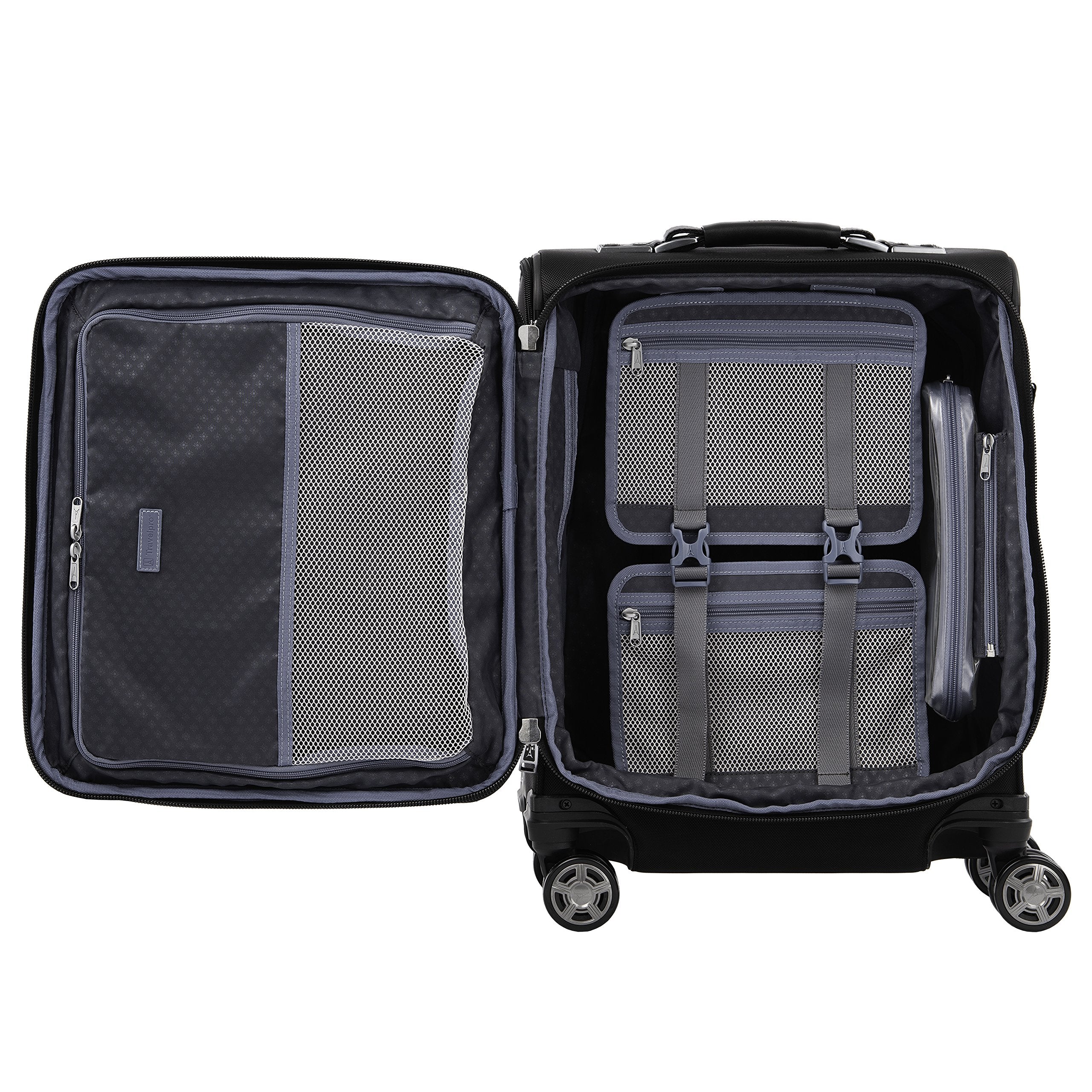 Travelpro Platinum Elite Softside Expandable Checked Luggage, 8 Wheel Spinner Large Suitcase, TSA Lock, Men and Women ( Shadow Black , Carry-On 19-Inch ) Shadow Black Carry On 19 Inch U15