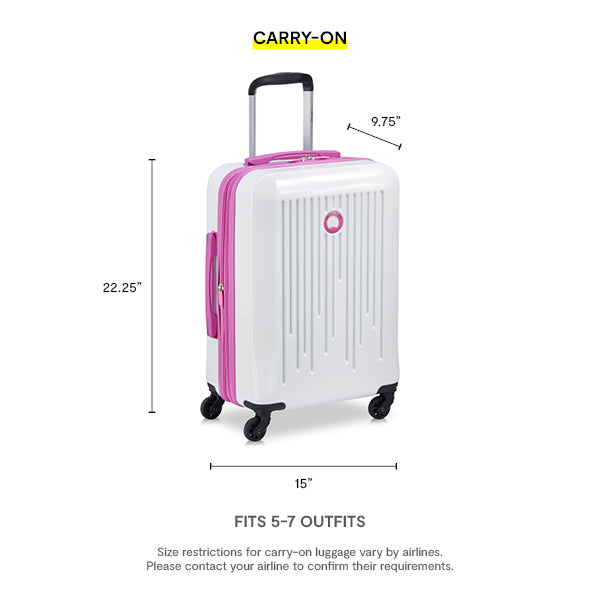 Delsey Paris Christine Hardside Expandable Luggage with Spinner Wheels ( White with Mauve Trim , Carry On 20 Inch ) White with Mauve Trim Carry On 20 Inch U4