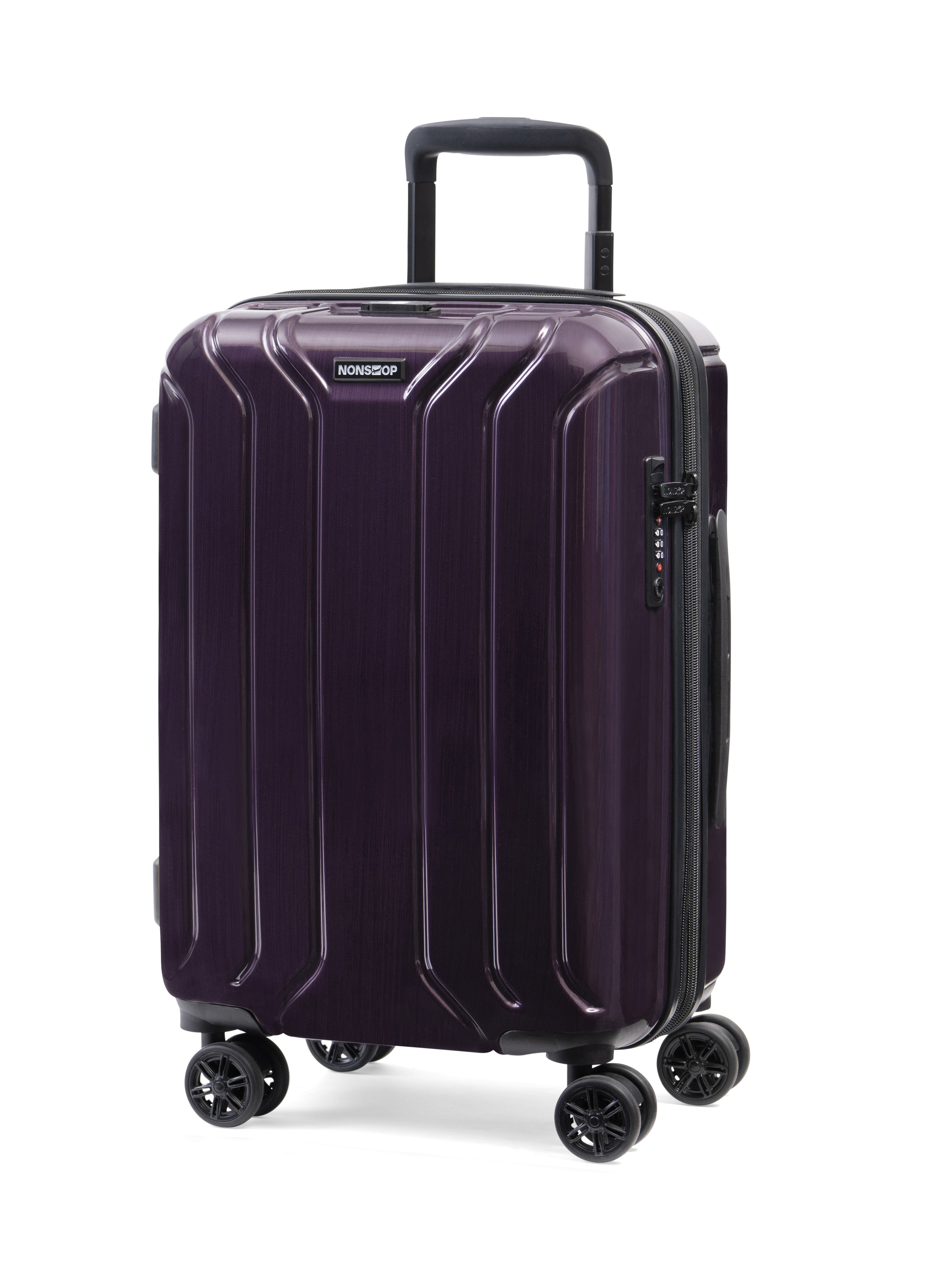 NONSTOP New York Elite Luggage Expandable Lightweight Spinner Wheels hard side shell Travel Suitcase Set, TSA Lock, Double USB Port, 3 packing cubes ( Plum , 3-piece Set (20/24/28) ) Plum 3 Piece Set 20 24 28 U1