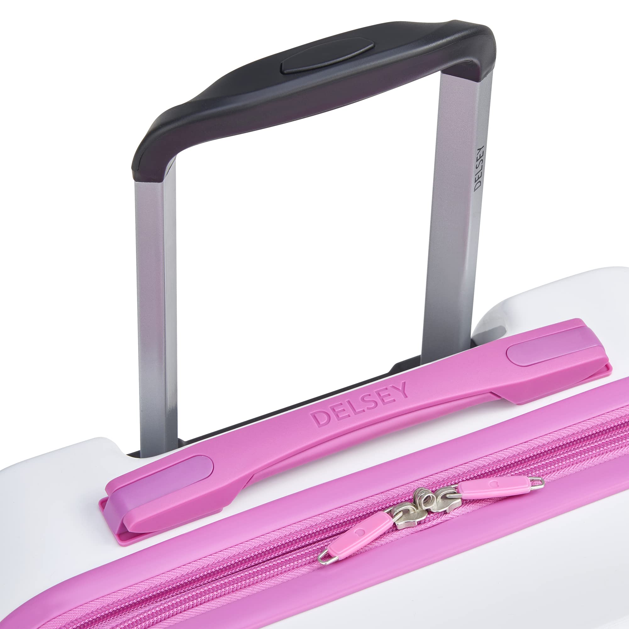 Delsey Paris Christine Hardside Expandable Luggage with Spinner Wheels ( White with Mauve Trim , Checked-Large 28 Inch ) White with Mauve Trim Checked Large 28 Inch U3
