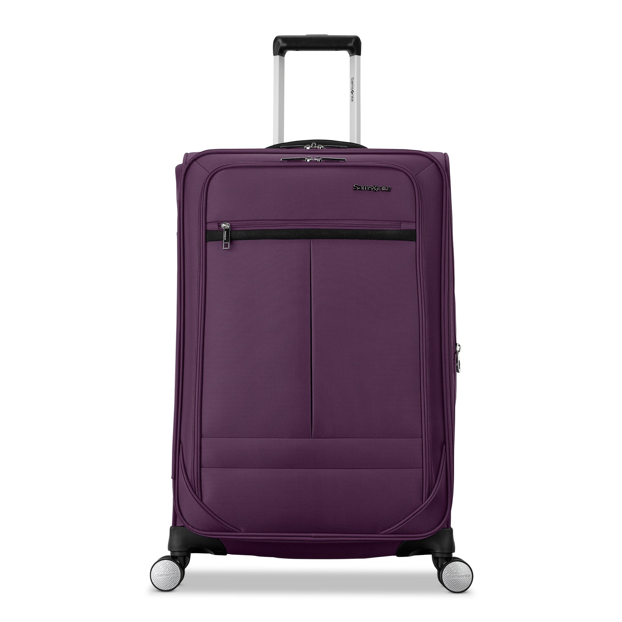Samsonite Element Soft-Sided 25-Inch Lightweight Medium Checked Expandable Suitcase: Durable, 360 Spinner Wheels, Adjustable Telescopic Handle, 2 Front & 1 Side Pocket ( Purple , 25-Inch Checked-Medium ) Purple 25 Inch Checked Medium U9