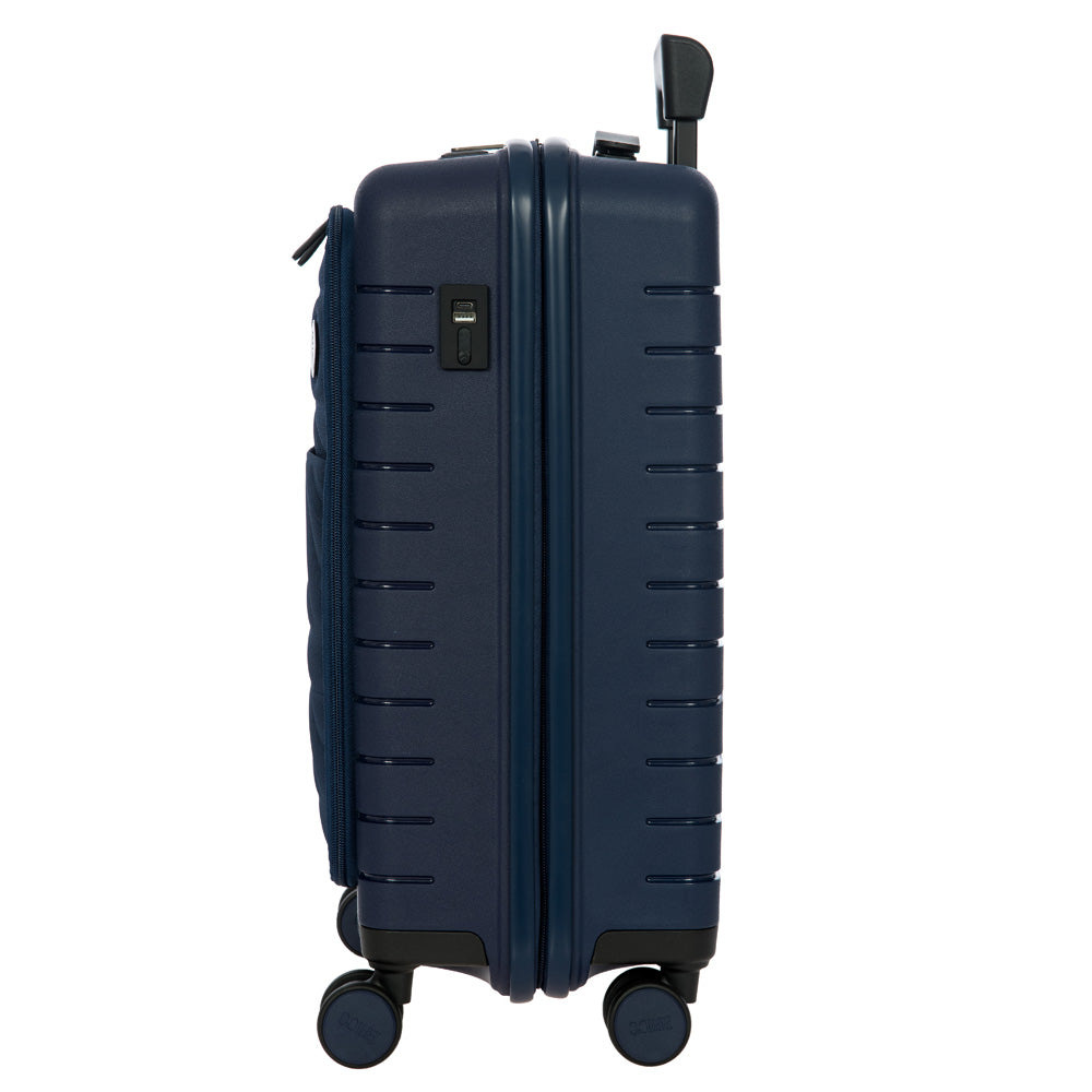 Brics B|Y Ulisse Carry-On Spinner  Lightweight Hard Shell Luggage, Smooth 360 Double Wheels, TSA Combination Lock, USB Port & Interior Organization - 21 Inch with Pocket ( Ocean Blue , One Size ) Ocean Blue One Size U1