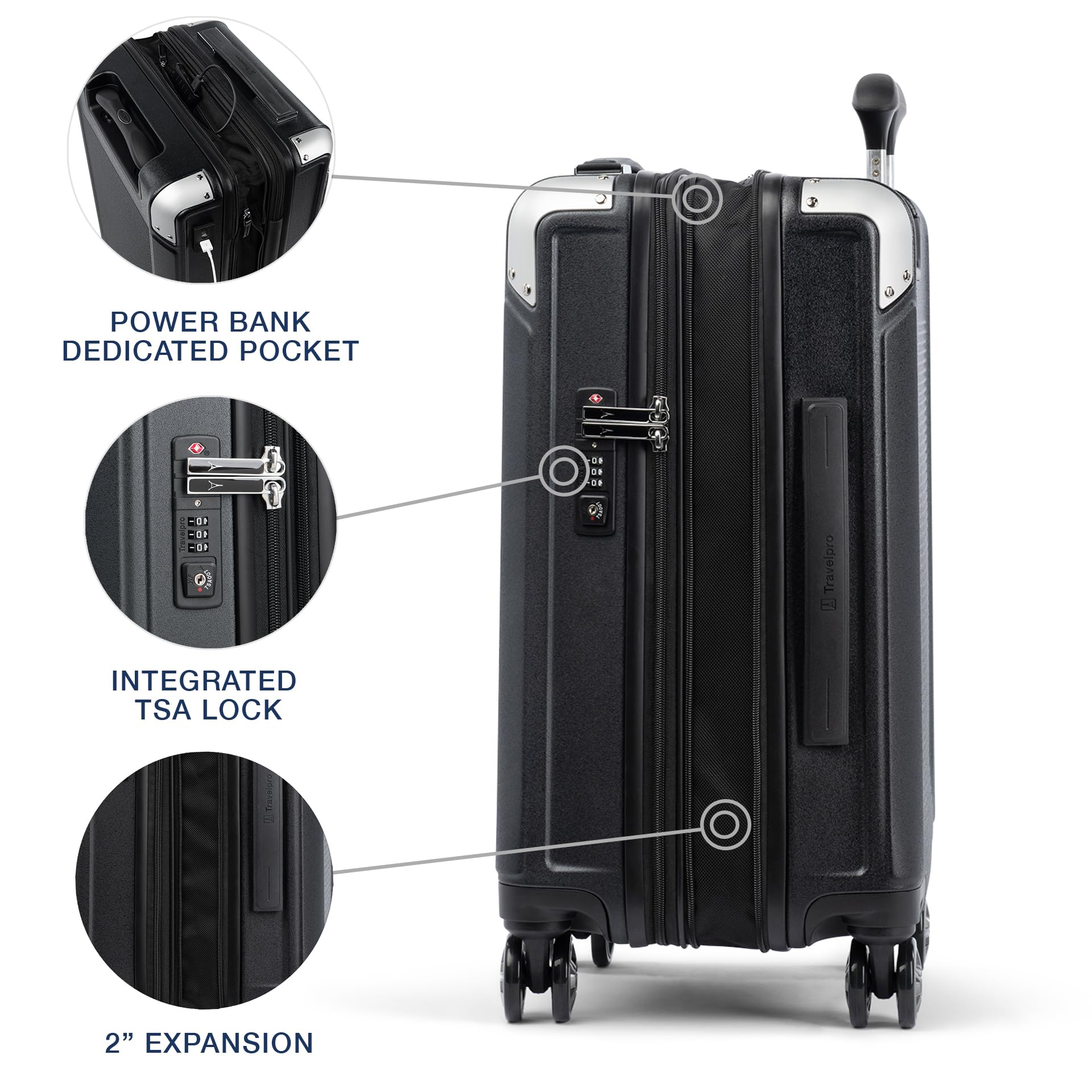Travelpro Platinum Elite Hardside Expandable Spinner Wheel Luggage TSA Lock Hard Shell Polycarbonate Suitcase ( Shadow Black , Carry-on 21-Inch ) Shadow Black Carry On 21 Inch U2
