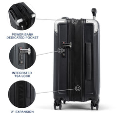 Travelpro Platinum Elite Hardside Expandable Spinner Wheel Luggage TSA Lock Hard Shell Polycarbonate Suitcase ( Shadow Black , Carry-on 21-Inch ) Shadow Black Carry On 21 Inch U2