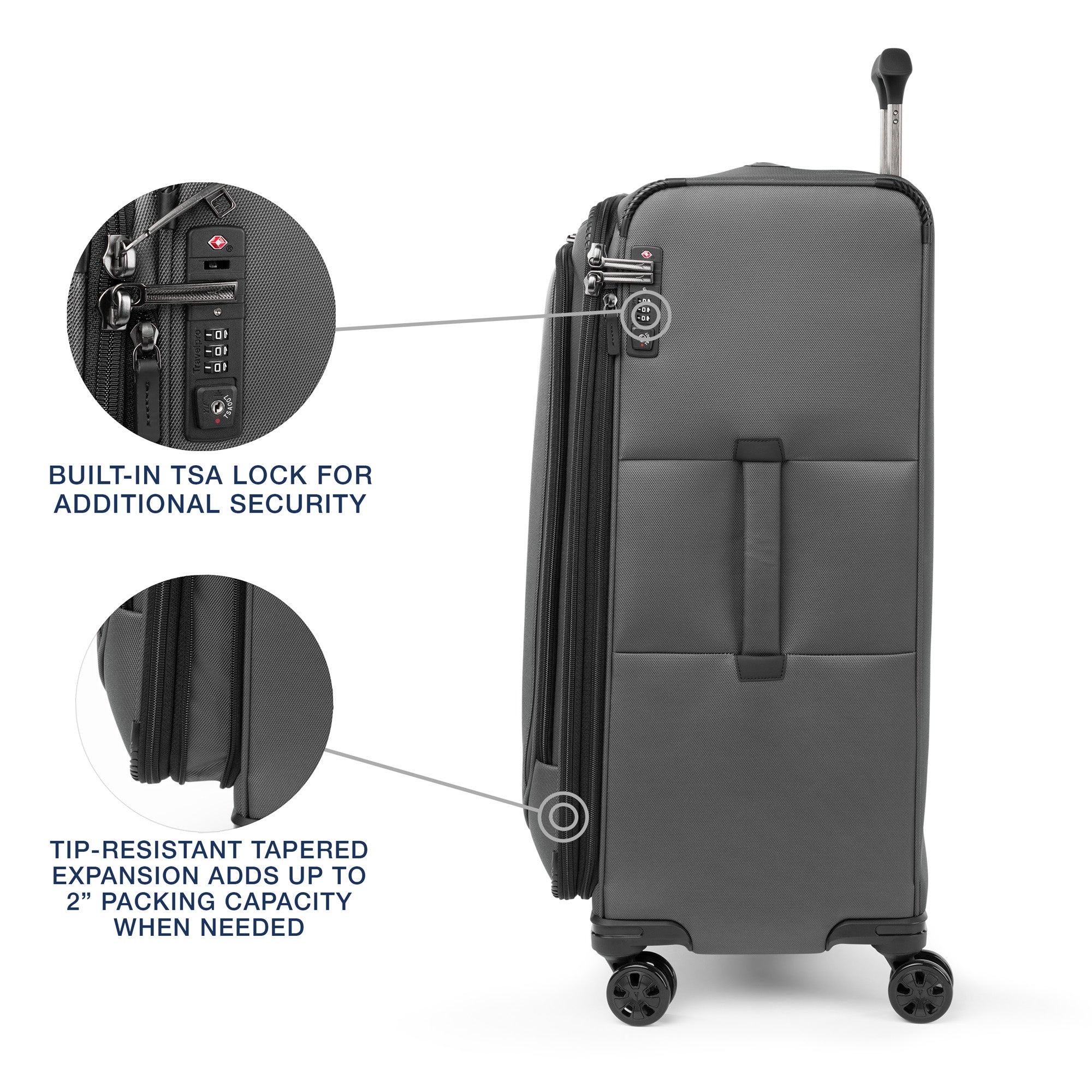 Travelpro Crew Classic Lightweight Softside Expandable Luggage, 2 Wheel Upright Rollaboard Suitcase, Men and Women ( Titanium Grey , Checked Large 29-Inch ) Titanium Grey Checked Large 29 Inch U4