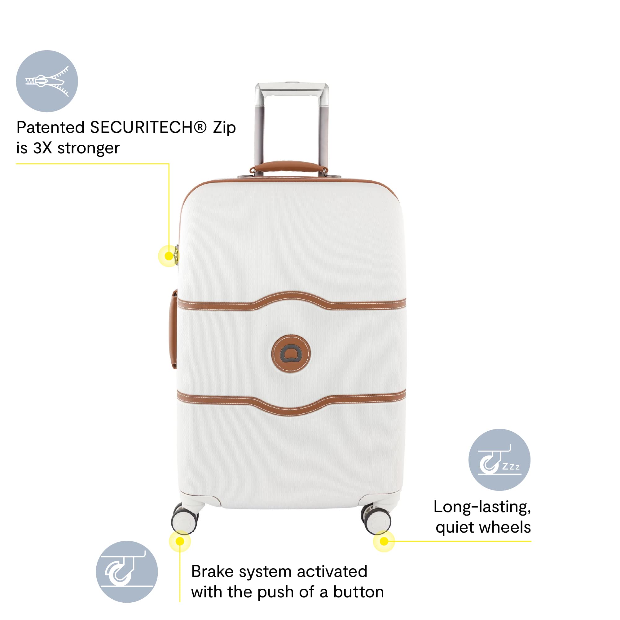 DELSEY Paris Chatelet Air 2.0 Hardside Luggage with Spinner Wheels ( Champagne White , Checked-Medium 24 Inch, with Brake ) Champagne White Checked Medium 24 Inch With Brake U12