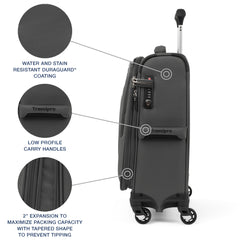 Travelpro Maxlite 5 Softside Expandable Luggage with 4 Spinner Wheels, Lightweight Suitcase, Men and Women Shadow Grey Carry On 19 Inch U3