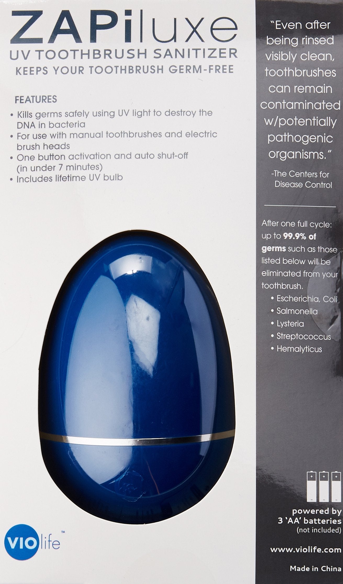 Violife Zapi Luxe UV Toothbrush Sanitizer Cobalt Blue One Size U1