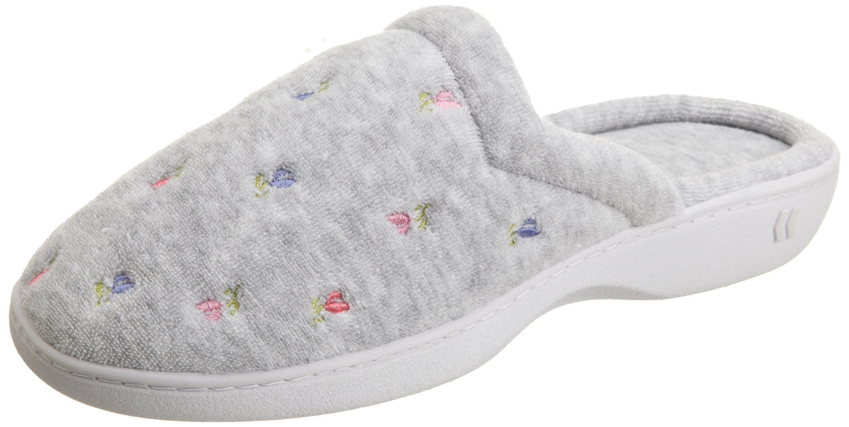 Isotoner Women's Terry Embroidered Scalloped Clog ( Heather Grey , 5.5-6 ) Heather Grey 5 5 6 U1