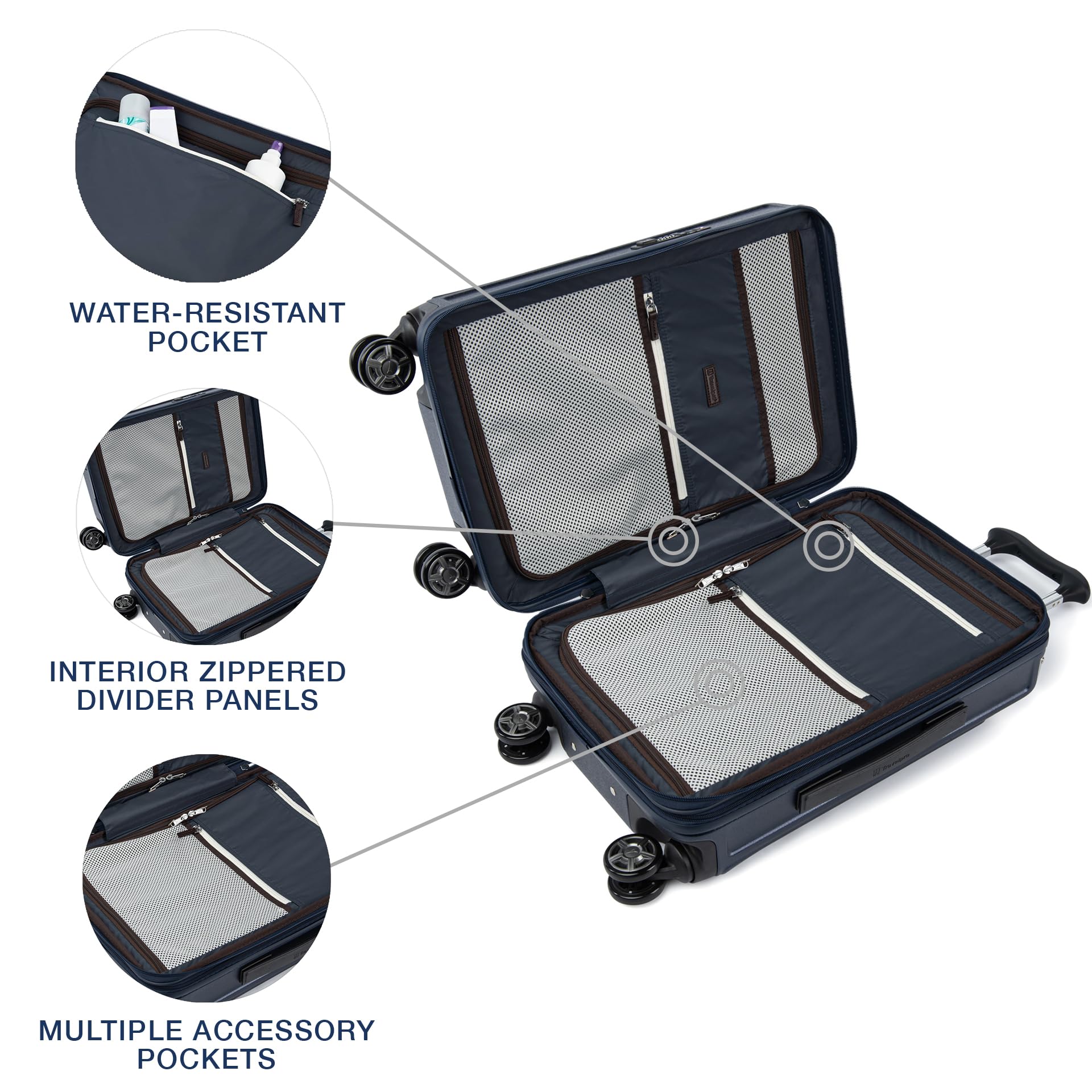 Travelpro Platinum Elite Hardside Expandable Spinner Wheel Luggage TSA Lock Hard Shell Polycarbonate Suitcase ( True Navy Blue , Compact Carry-On 20-Inch ) True Navy Blue Compact Carry On 20 Inch U1