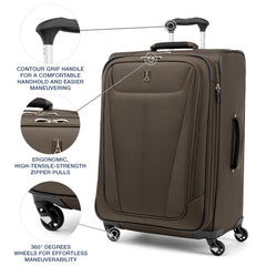 Travelpro Maxlite 5 Softside Expandable Luggage with 4 Spinner Wheels, Lightweight Suitcase, Men and Women ( Mocha , Checked-Medium 25-Inch ) Mocha Checked Medium 25 Inch U16