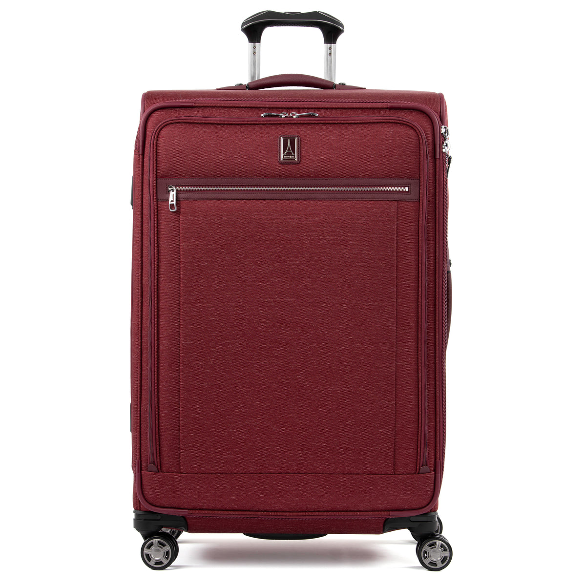 Travelpro Platinum Elite Softside Expandable Luggage, 8 Wheel Spinner Suitcase, USB Port, Suiter, Men and Women Bordeaux Checked Large 29 Inch U4