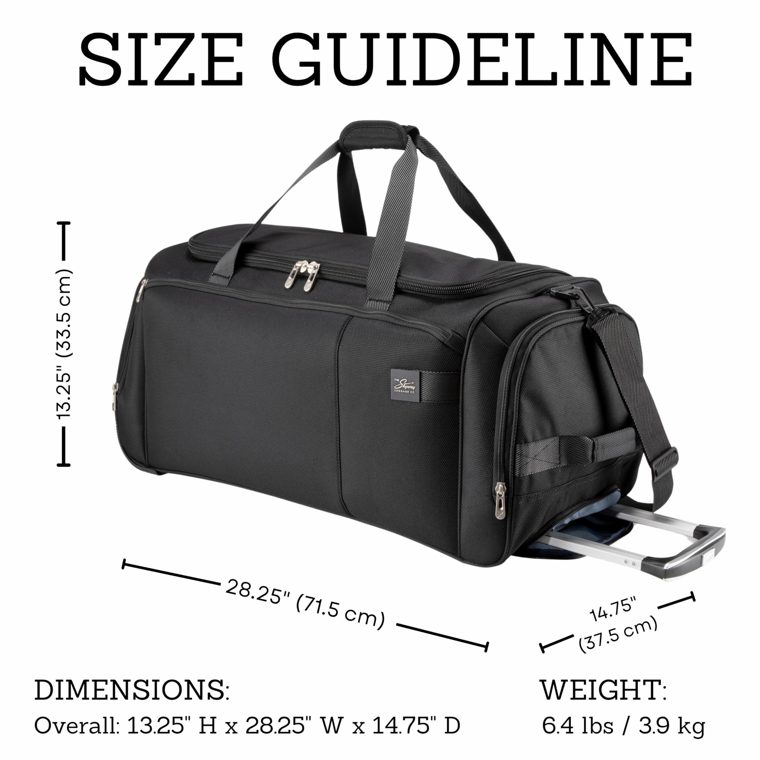 Skyway Luggage Sigma 7.0 Softside Rolling Duffel Bag  Extra Large Wheeled Travel Duffle with Telescoping Handle & Side Pockets, Ideal for Long Trips, Men and Women ( Black , 28" Rolling Duffel Bag ) Black 28 Rolling Duffel Bag U1