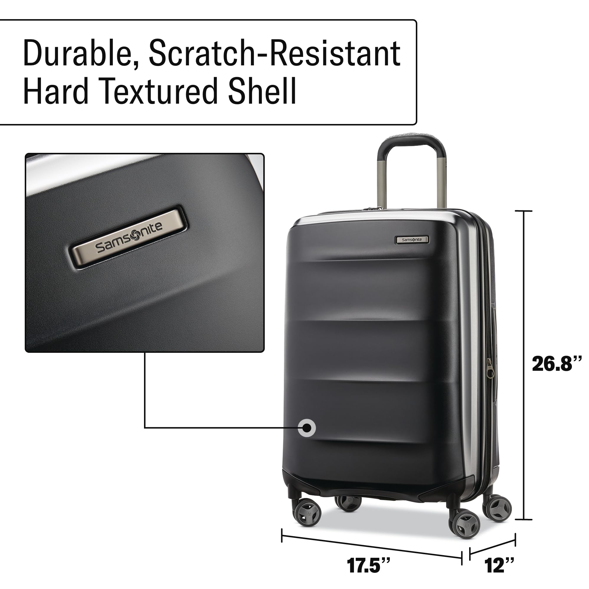 Samsonite Octiv Hardside Spinner ( Stealth Black , Check-Medium 24 ) Stealth Black Check Medium 24 U8