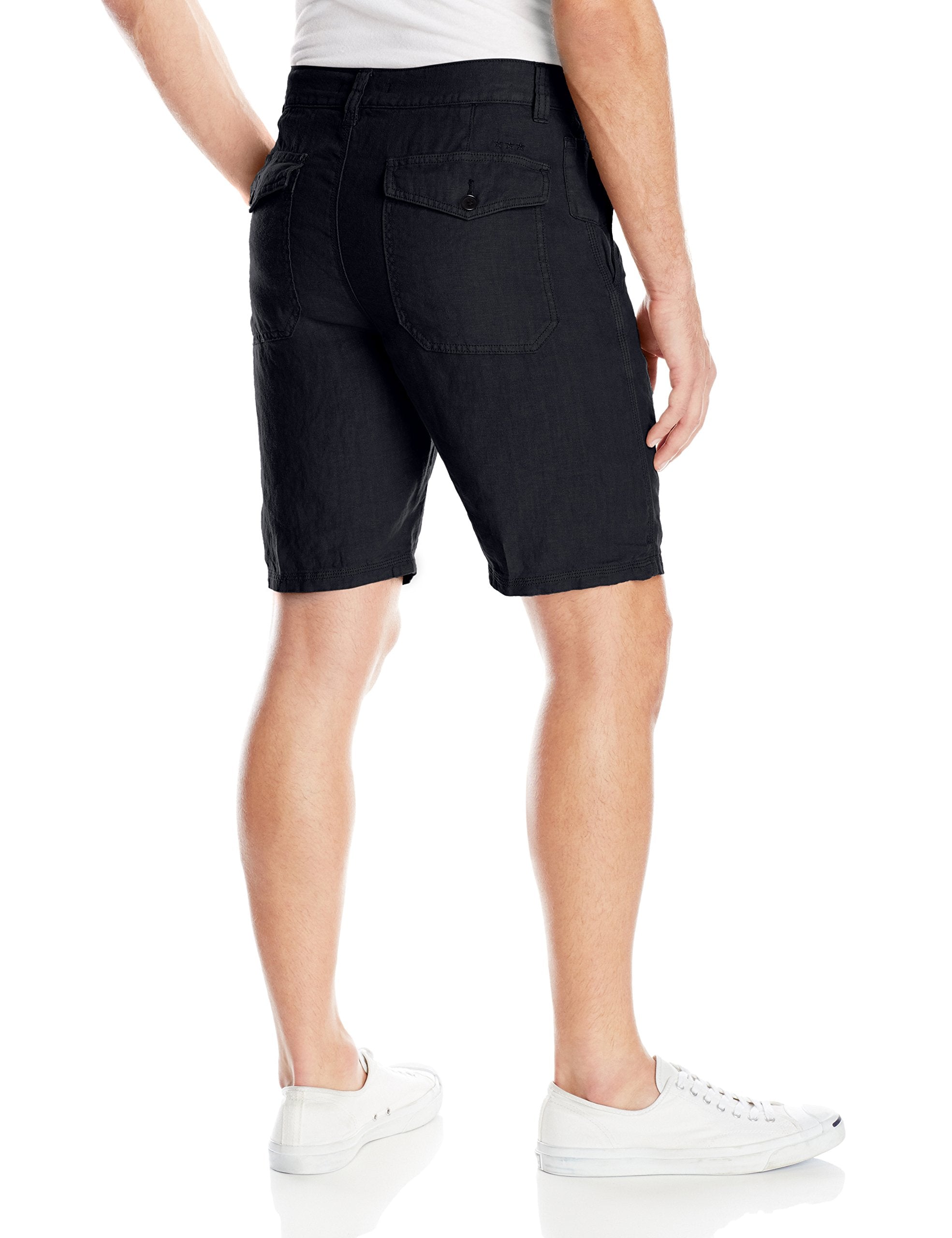 John Varvatos Star U.S.A. Men's Linen Shorts ( Black , 30 ) Black 30 U1