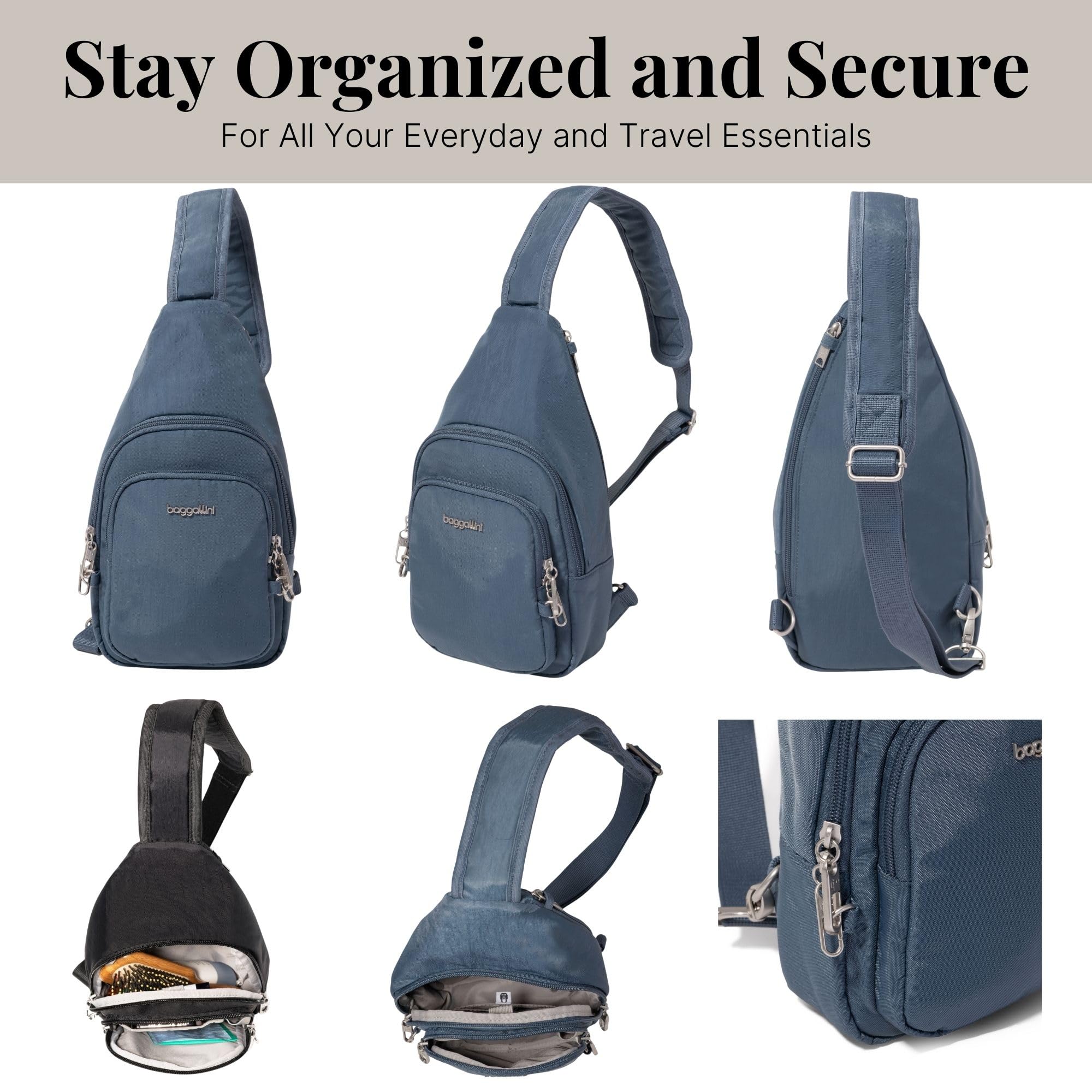 Baggallini Securtex Anti-Theft Daytripper Sling ( Mist , One Size ) Mist One Size U1