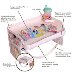 J.L. Childress Disney Baby by 3-in-1 Travel Tray & iPad Tablet Holder, Car Seat Lap Tray for Toddlers & Kids ( Disney Princess , 12x16x3 Inch (Pack of 1) ) Disney Princess 12 X 16 X 3 Inch Pack Of 1 U3