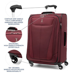 Travelpro Maxlite 5 Softside Expandable Luggage with 4 Spinner Wheels, Lightweight Suitcase, Men and Women ( Burgundy , Checked-Medium 25-Inch ) Burgundy Checked Medium 25 Inch U26