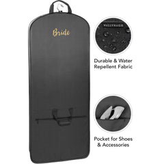WallyBags 60 Premium Tri-Fold Travel Garment Bag with exterior pocket ( Black - B1 Gold , 60-Inch ) Black - B1 Gold 60 Inch U1