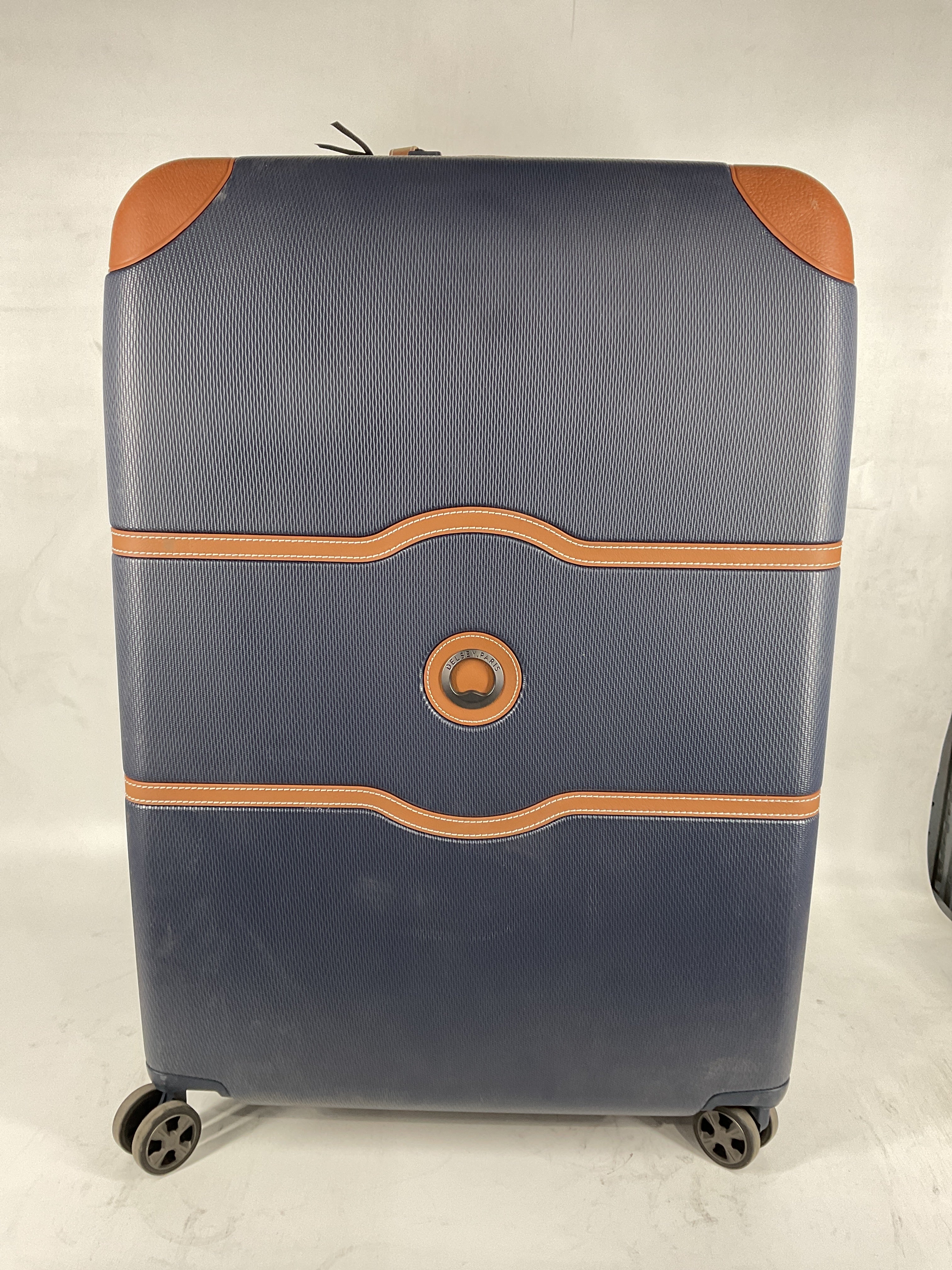 DELSEY PARIS Chatelet Air 2.0 Hardside Luggage with Spinner Wheels, Navy Blue, Checked-Large 28 Inch Navy Blue Checked-Large 28 Inch U1