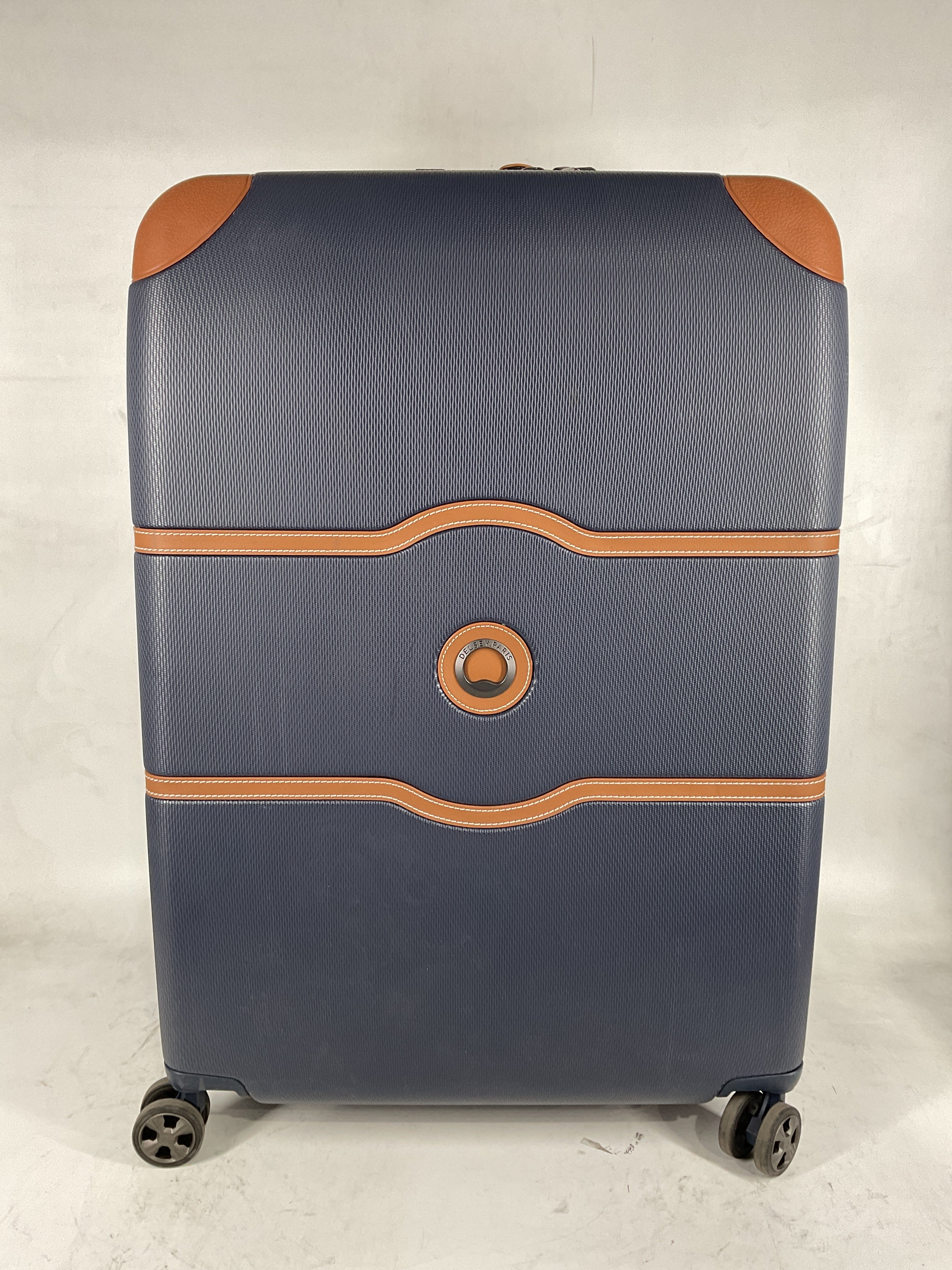 DELSEY PARIS Chatelet Air 2.0 Hardside Luggage with Spinner Wheels, Navy Blue, Checked-Large 28 Inch Navy Blue Checked-Large 28 Inch U2