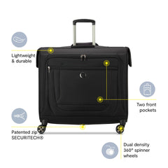 DELSEY Paris Helium DLX Carryon Garment Bag with Spinner Wheels ( Black , 24 Inch ) Black 24 Inch U9