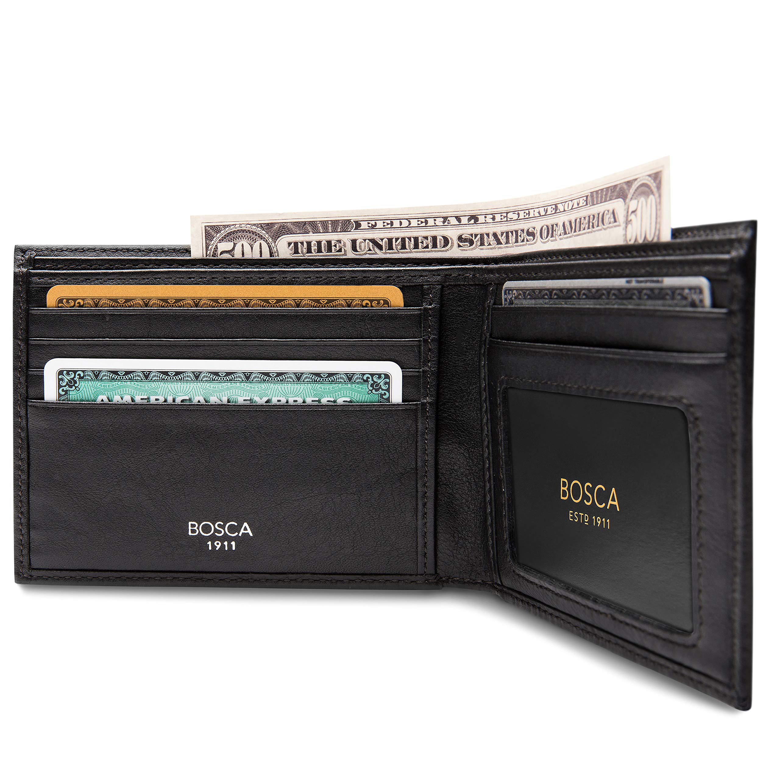 Bosca Men’s Wallet, Nappa Vitello Leather Executive I.D. Wallet with RFID Blocking ( Black , One Size ) Black One Size U6