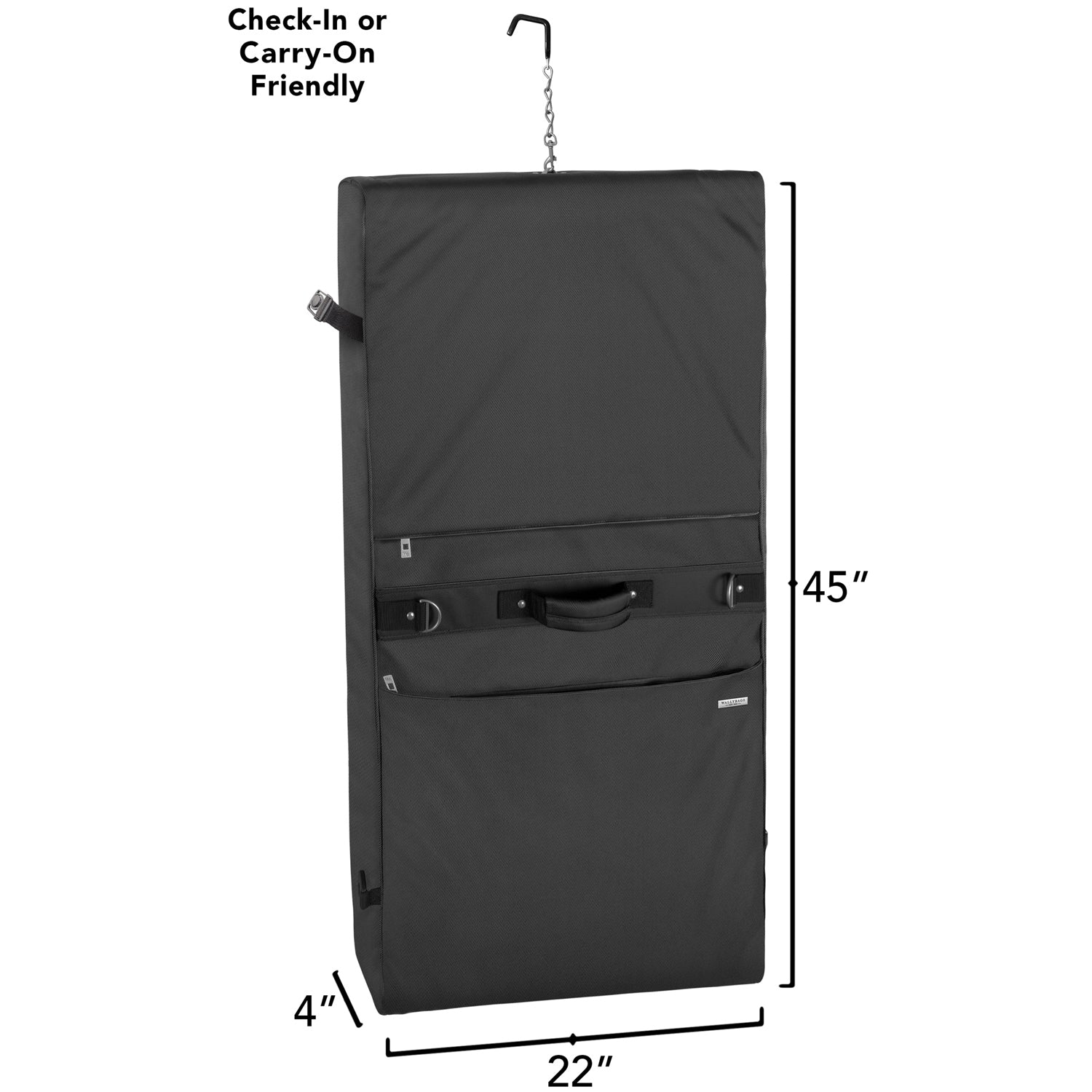 WallyBags 45" Premium Framed Garment Bag with shoulder strap and multiple pockets ( Black , 45-inch ) Black 45 Inch U2