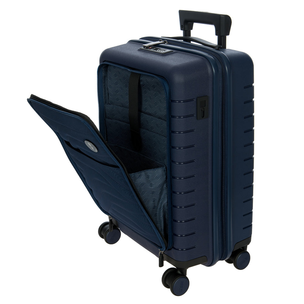 Brics B|Y Ulisse Carry-On Spinner  Lightweight Hard Shell Luggage, Smooth 360 Double Wheels, TSA Combination Lock, USB Port & Interior Organization - 21 Inch with Pocket ( Ocean Blue , One Size ) Ocean Blue One Size U1
