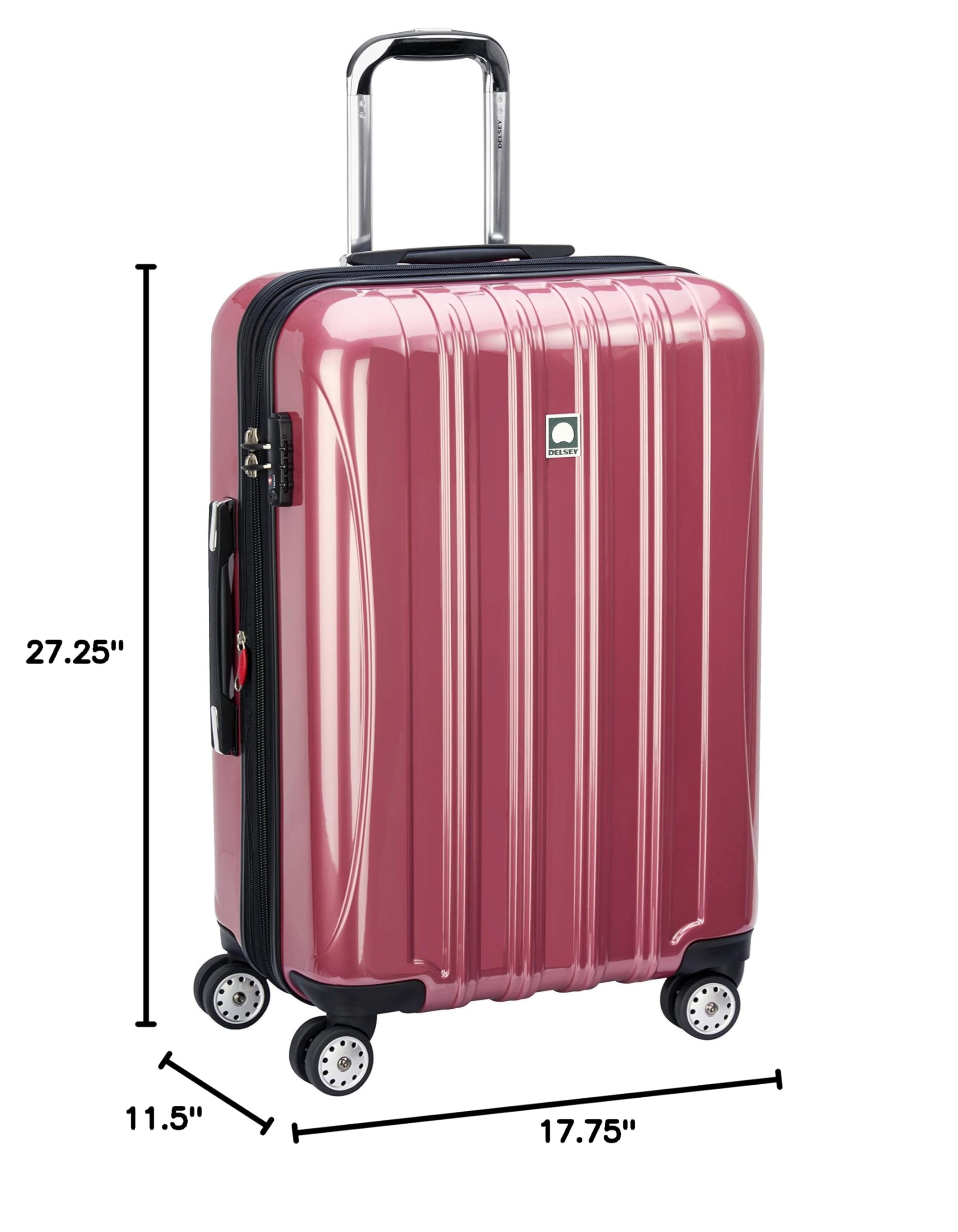 DELSEY Paris Helium Aero Hardside Expandable Luggage with Spinner Wheels ( Peony Pink , Checked-Medium 25 Inch ) Peony Pink Checked Medium 25 Inch U1