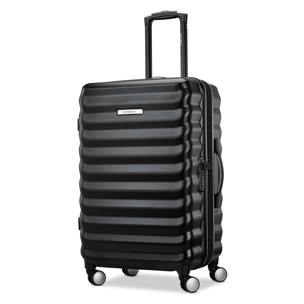 Samsonite Hard-Sided 24-Inch Lightweight Checked Medium Expandable Element Suitcase: Durable, 360 Spinner Wheels, Adjustable Telescopic Handle, TSA-Approved Lock ( Alpine Black , 24-Inch Checked-Medium ) Alpine Black 24 Inch Checked Medium U1