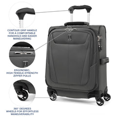 Travelpro Maxlite 5 Softside Expandable Luggage with 4 Spinner Wheels, Lightweight Suitcase, Men and Women Shadow Grey Carry On 19 Inch U3