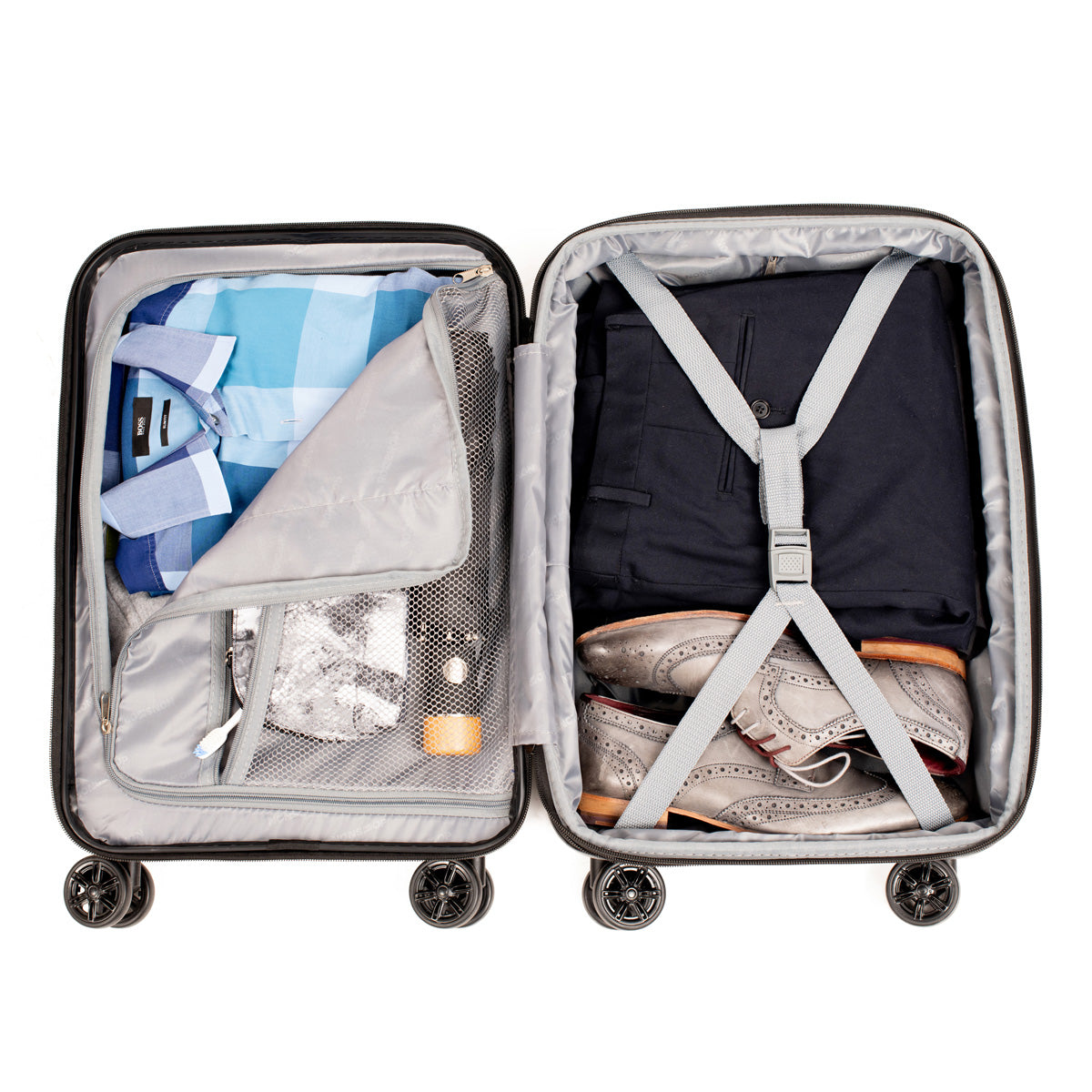 NONSTOP NEW YORK Luggage Expandable Spinner Wheels hard side shell Travel Suitcase Lightweight, TSA Lock, Double USB Port  ( Silver , 3-Piece Set (20/24/28) ) Silver 3 Piece Set 20 24 28 U29