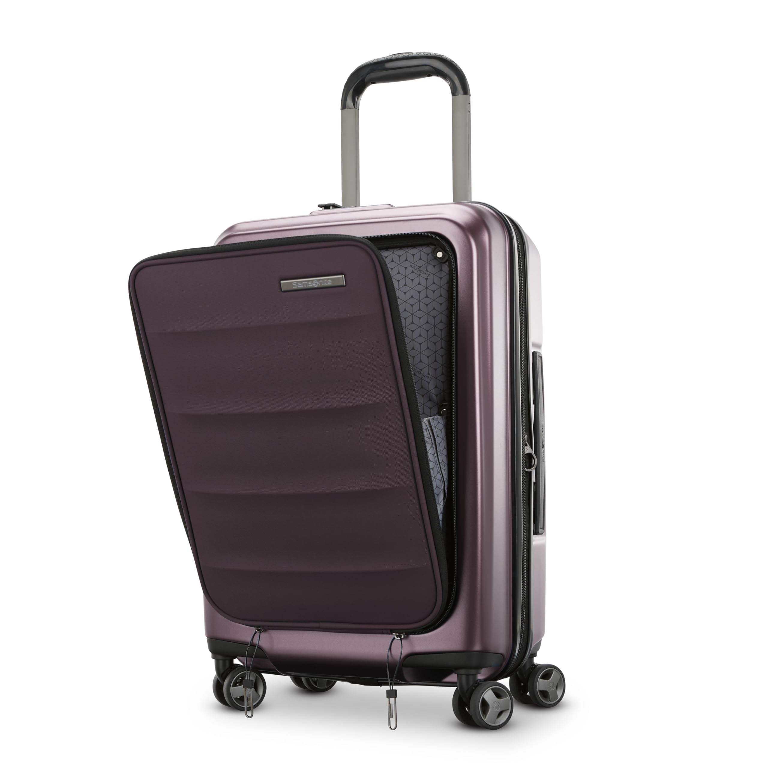 Samsonite Octiv Hardside Spinner ( Amethyst Purple , Front Pocket Carry-On 21 inch ) Amethyst Purple Front Pocket Carry On 21 Inch U3