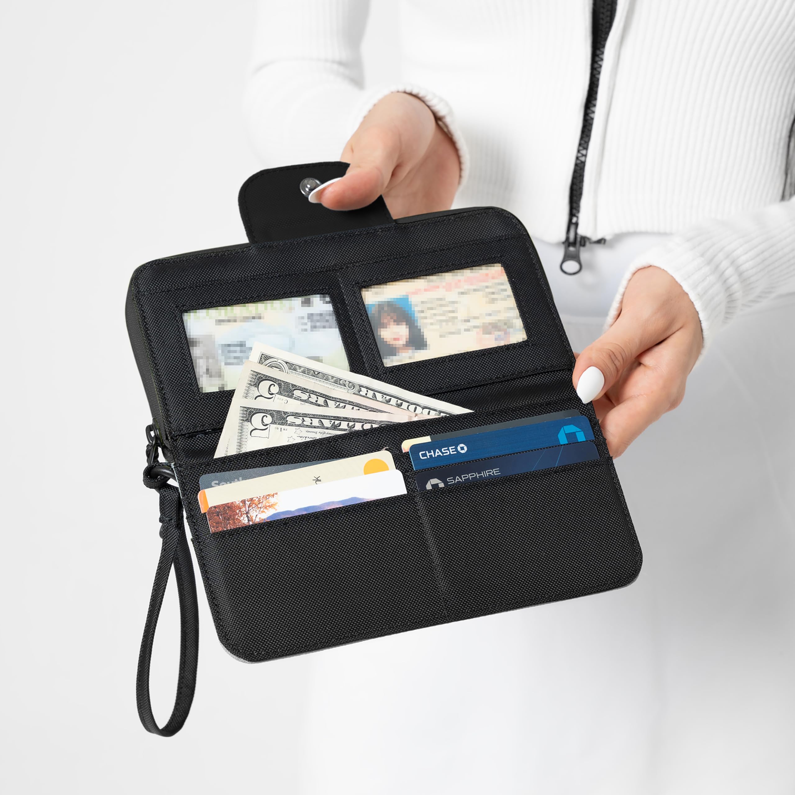Sherpani Tulum, Nylon Large Zip Around Wallet, Wrislet, Purse with Card Holder Organizer for Women, RFID Protection ( Raven , One Size ) Raven One Size U1
