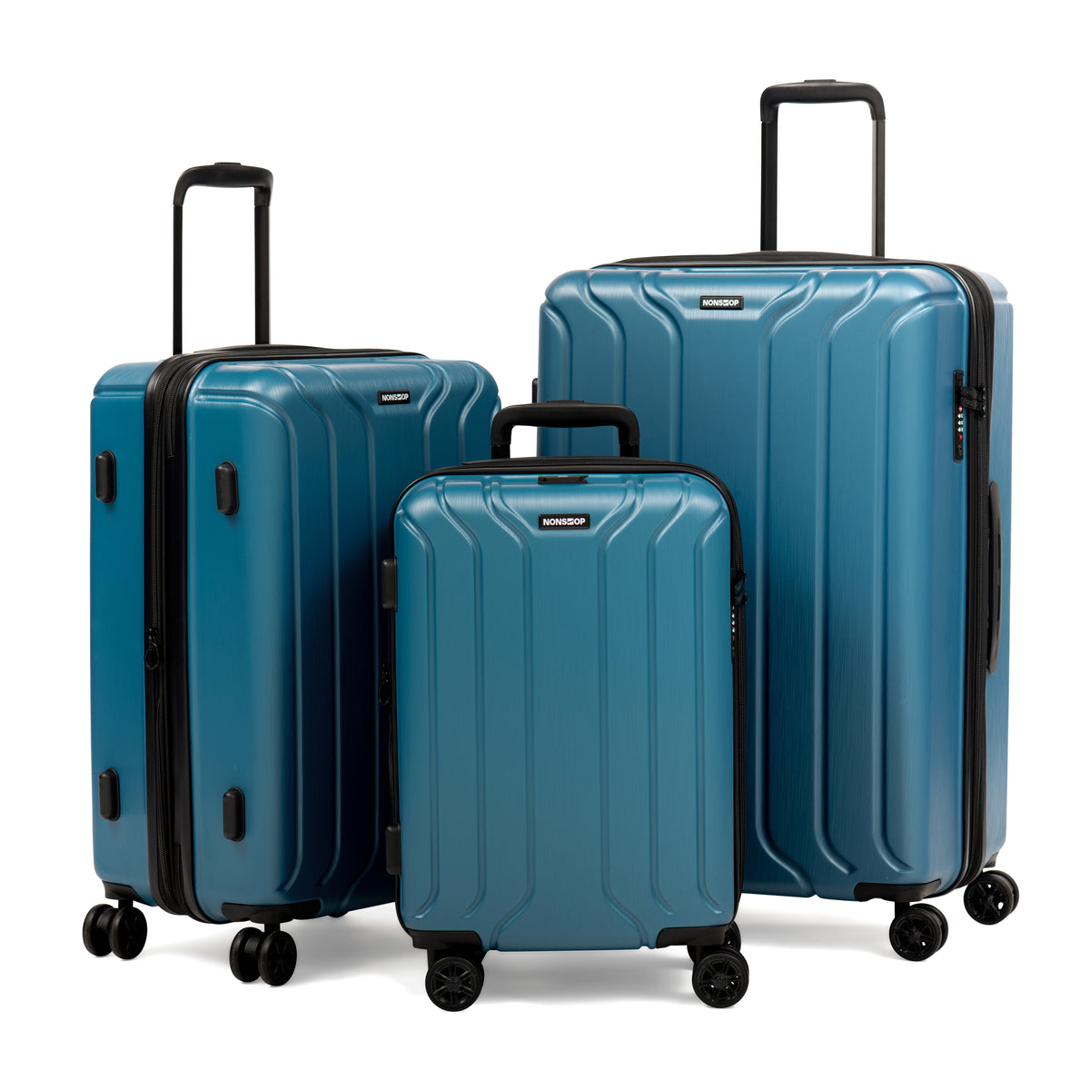 NONSTOP NEW YORK Luggage Expandable Spinner Wheels hard side shell Travel Suitcase Lightweight, TSA Lock, Double USB Port  ( Teal , 3-Piece Set (20/24/28) ) Teal 3 Piece Set 20 24 28 U31