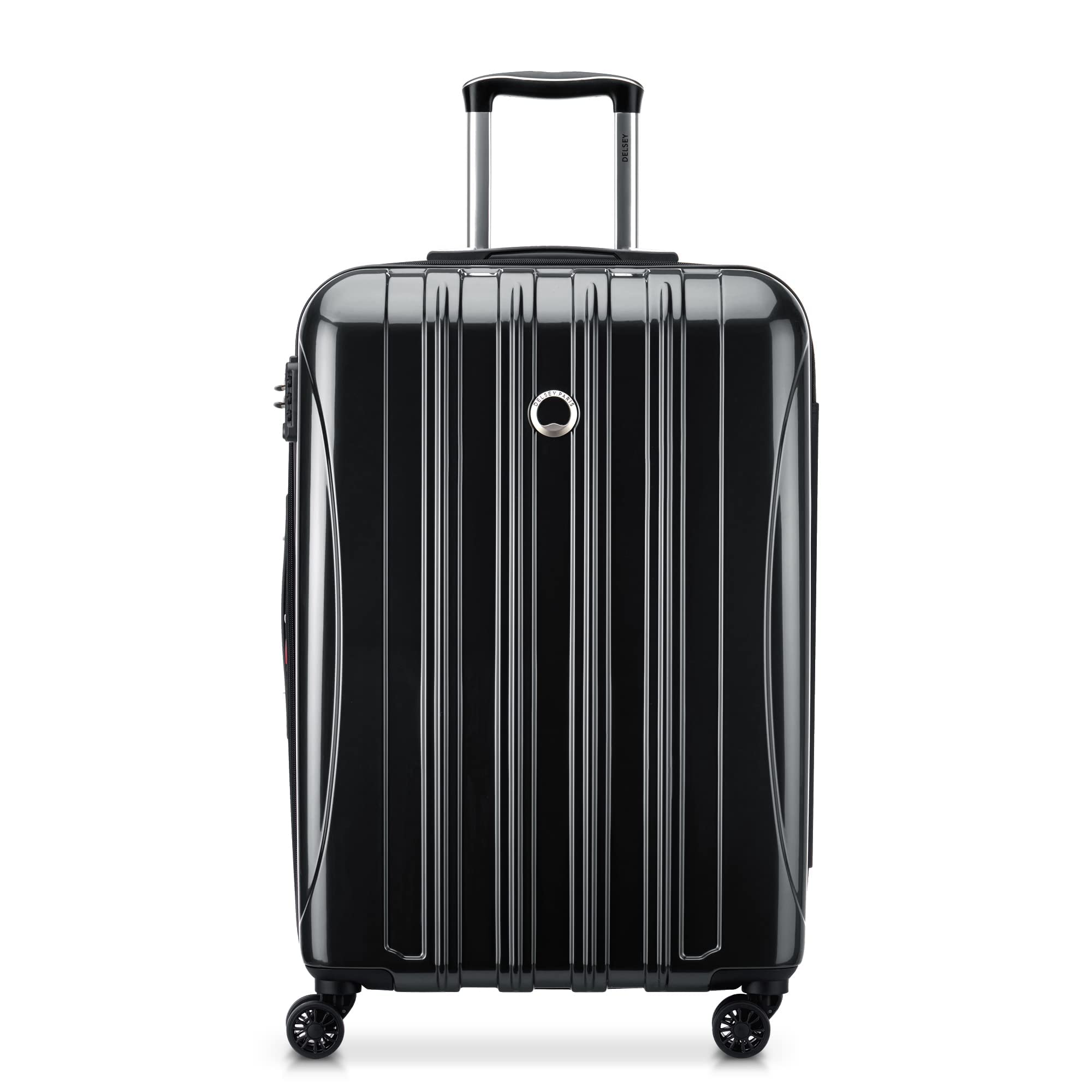 DELSEY PARIS Helium Aero Hardside Expandable Luggage with Spinner Wheels ( Black , Checked-Medium 24 Inch ) Black Checked Medium 24 Inch U21