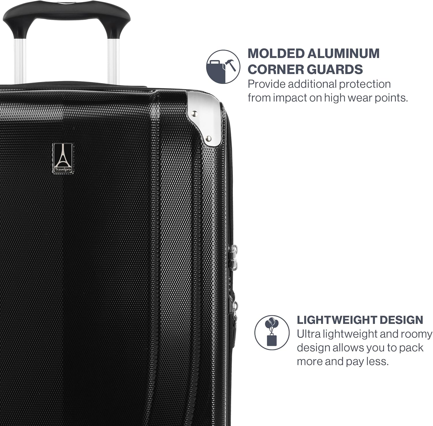 Travelpro Pathways 3 Hardside Expandable Luggage, 8 Spinner Wheels, Lightweight Hard Shell Suitcase ( Black Knight , Carry On 21 Inch ) Black Knight Carry On 21 Inch U15