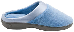 Isotoner Women's Microterry PillowStep Satin Cuff Clog Slippers ( Denim , Small / 6.5-7 B(M) US ) Denim Small 6 5 7 B M US U1