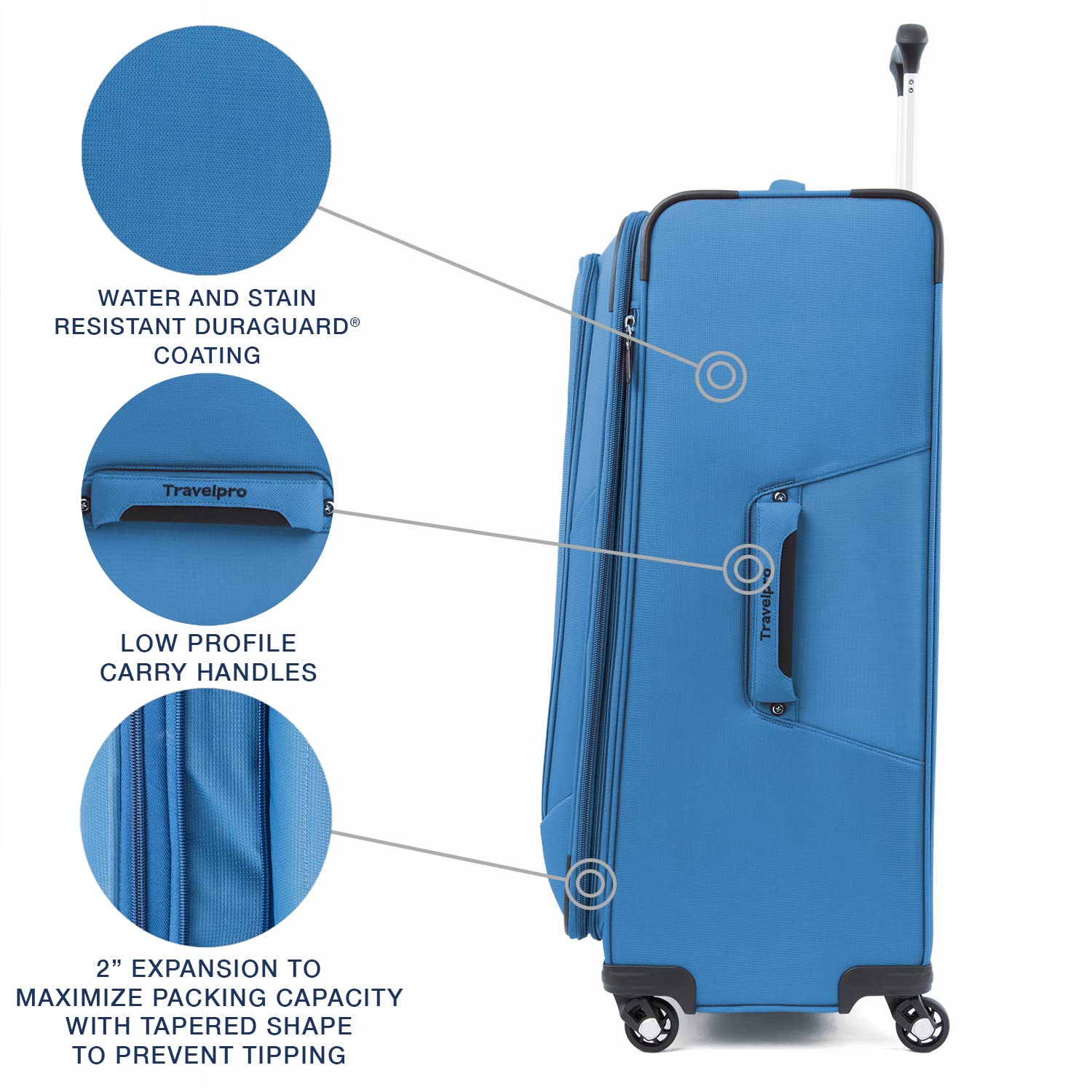 Travelpro Maxlite 5 Softside Expandable Luggage with 4 Spinner Wheels, Lightweight Suitcase, Men and Women Azure Blue Checked Large 29 Inch U1