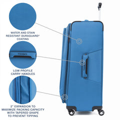 Travelpro Maxlite 5 Softside Expandable Luggage with 4 Spinner Wheels, Lightweight Suitcase, Men and Women Azure Blue Checked Large 29 Inch U1