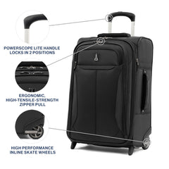 Travelpro Tourlite Softside Expandable Upright 2 Wheel Luggage, Lightweight Suitcase, Men and Women ( Black , Carry-on 22-Inch ) Black Carry On 22 Inch U17