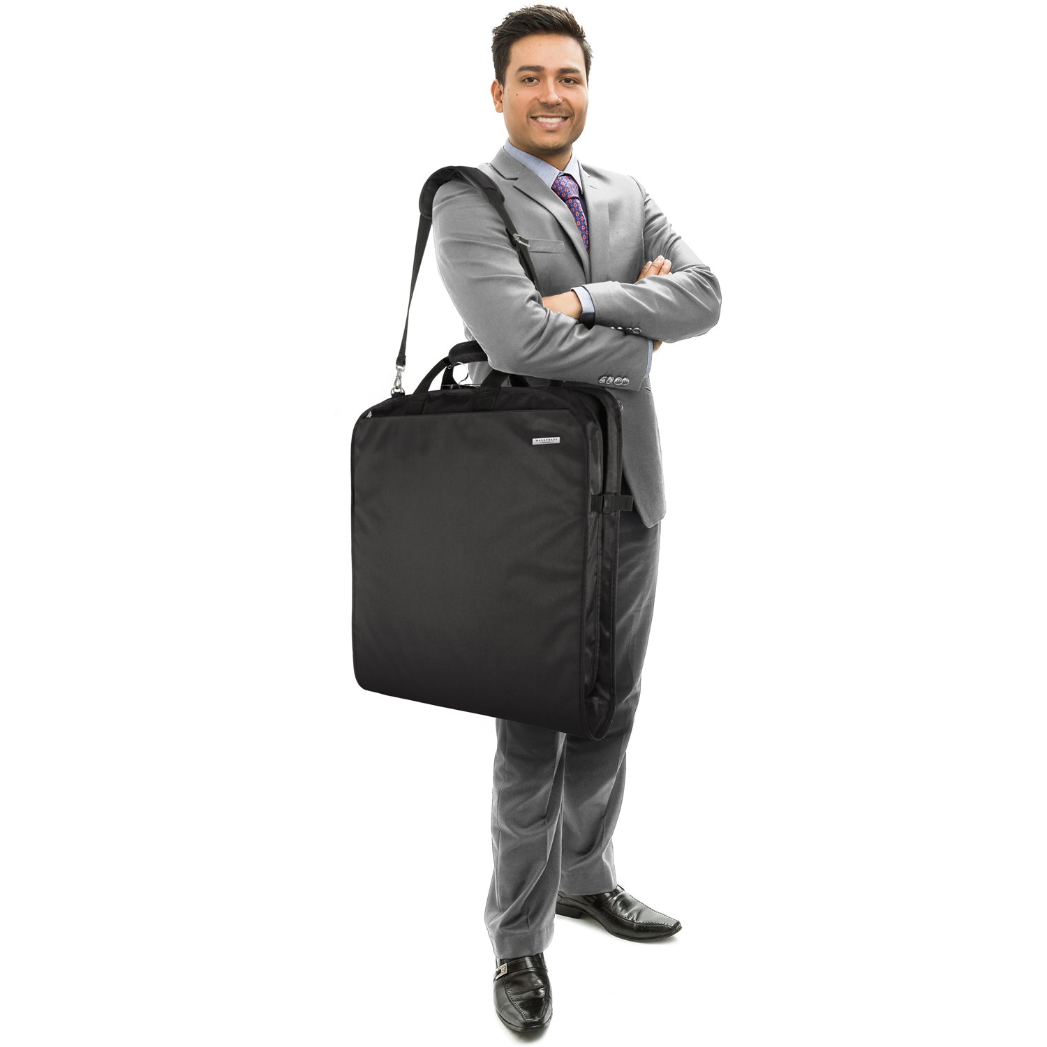 WallyBags 42" Premium Travel Garment Bag with shoulder strap and two large pockets ( Black , 42-inch ) Black 42 Inch U1