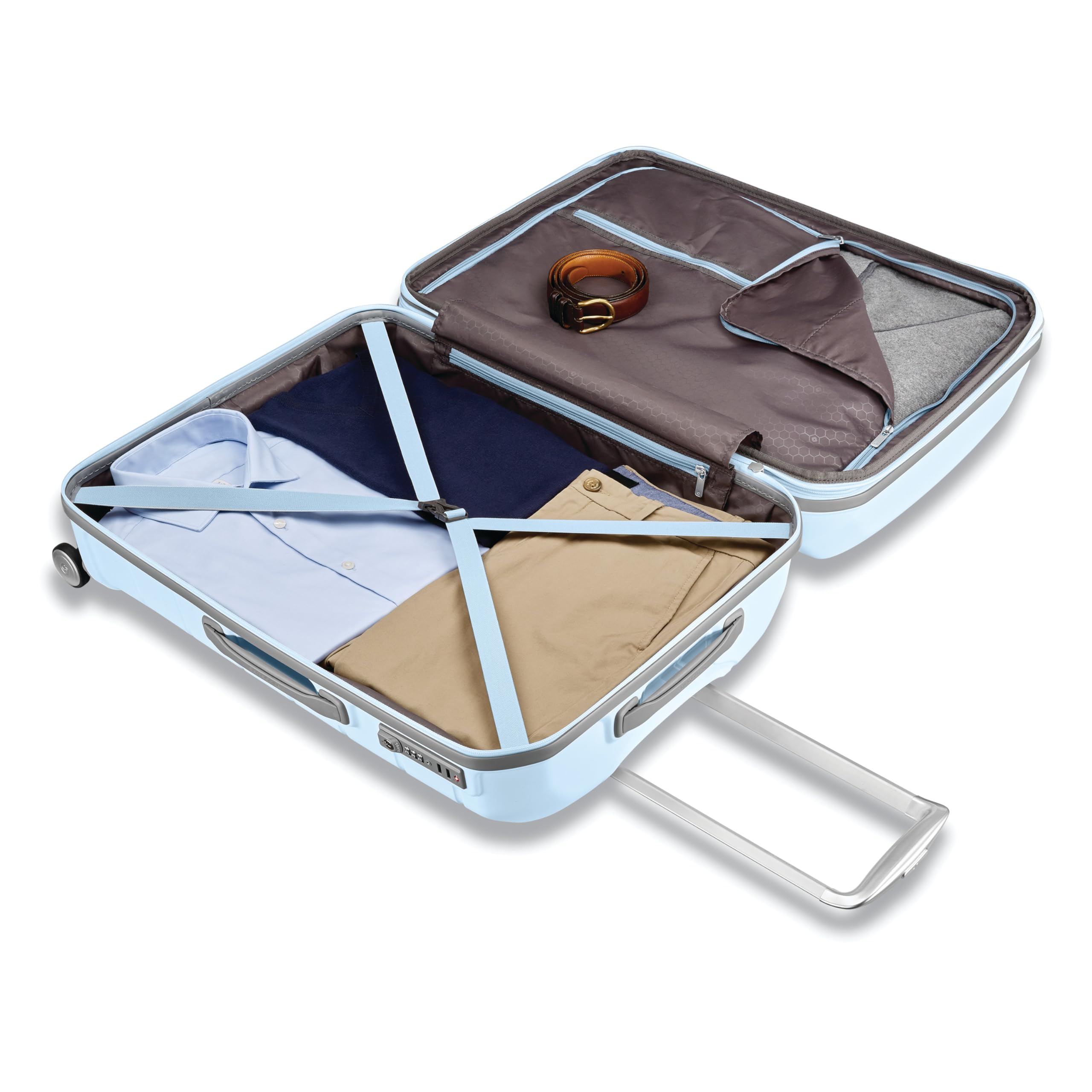 Samsonite Freeform Hardside Expandable with Double Spinner Wheels ( Sky Blue , Checked-Large Spinner ) Sky Blue Checked Large Spinner U4