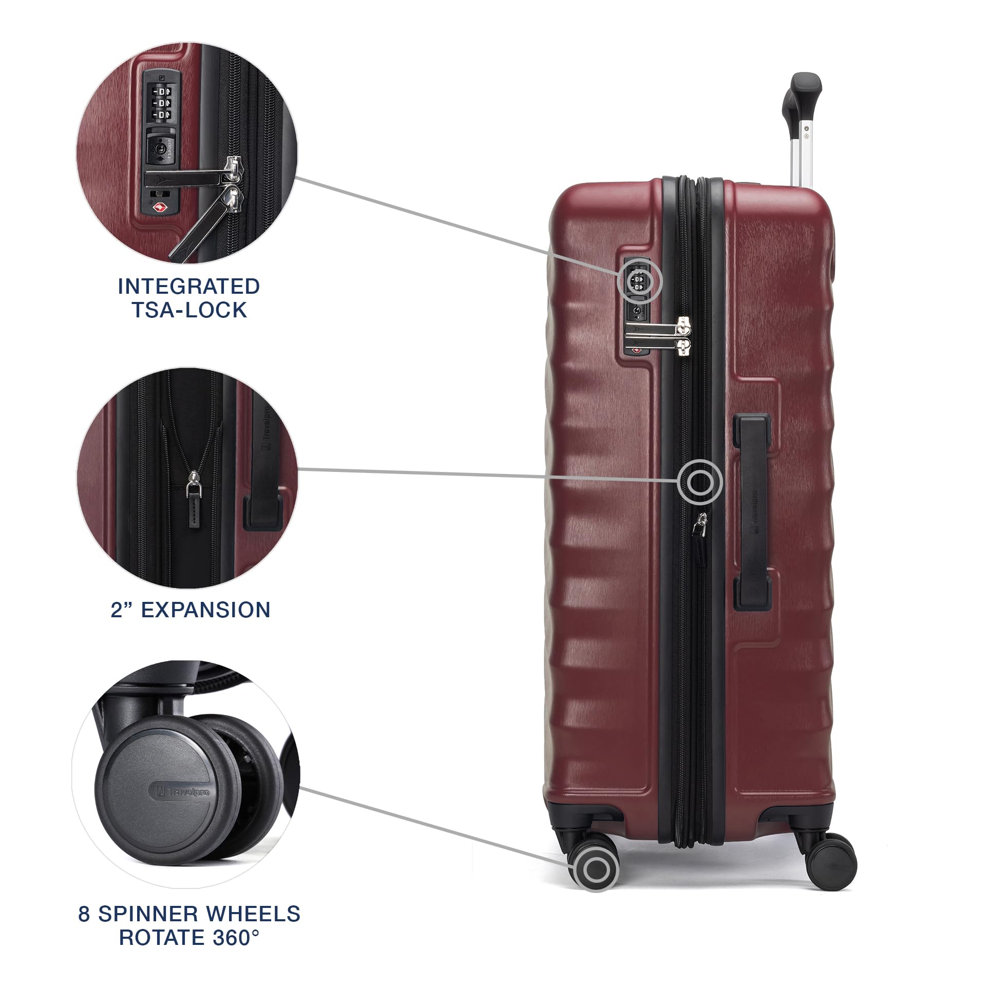 Travelpro Maxlite Air V2 Hardside Expandable Luggage, 8 Spinner Wheels, Lightweight Hard Shell Suitcase, TSA lock ( Cabernet , Checked Medium 25-Inch ) Cabernet Checked Medium 25 Inch U4